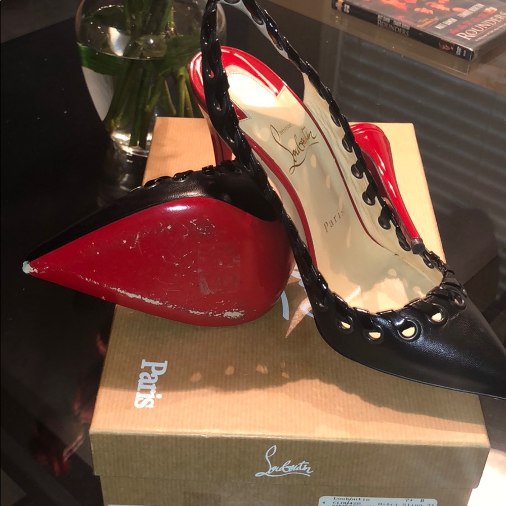 Christian Louboutin Sling 100 Kid/Pat Size37.5
